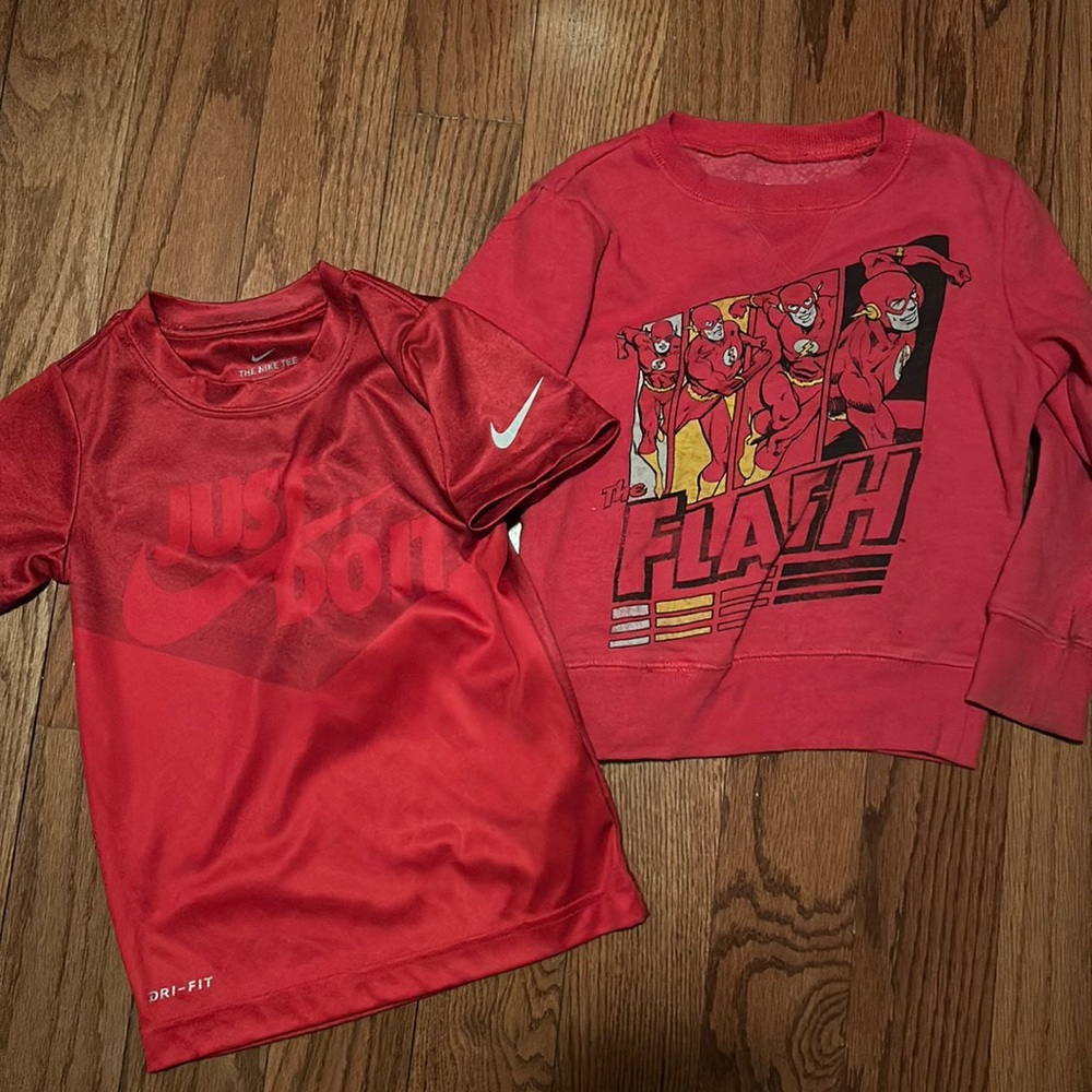 Size 4 Nike shirt and the flash sweatshirt